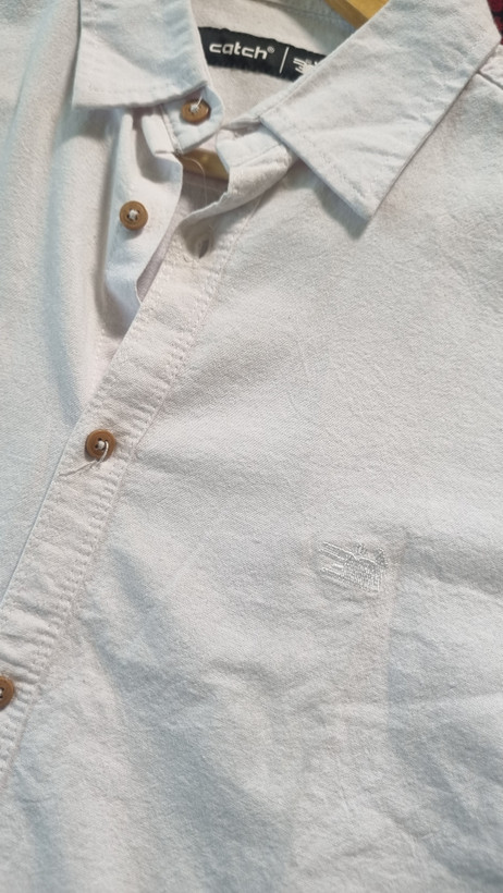 پیراهن آستین بلند نخی ساده سفید برند Catch
