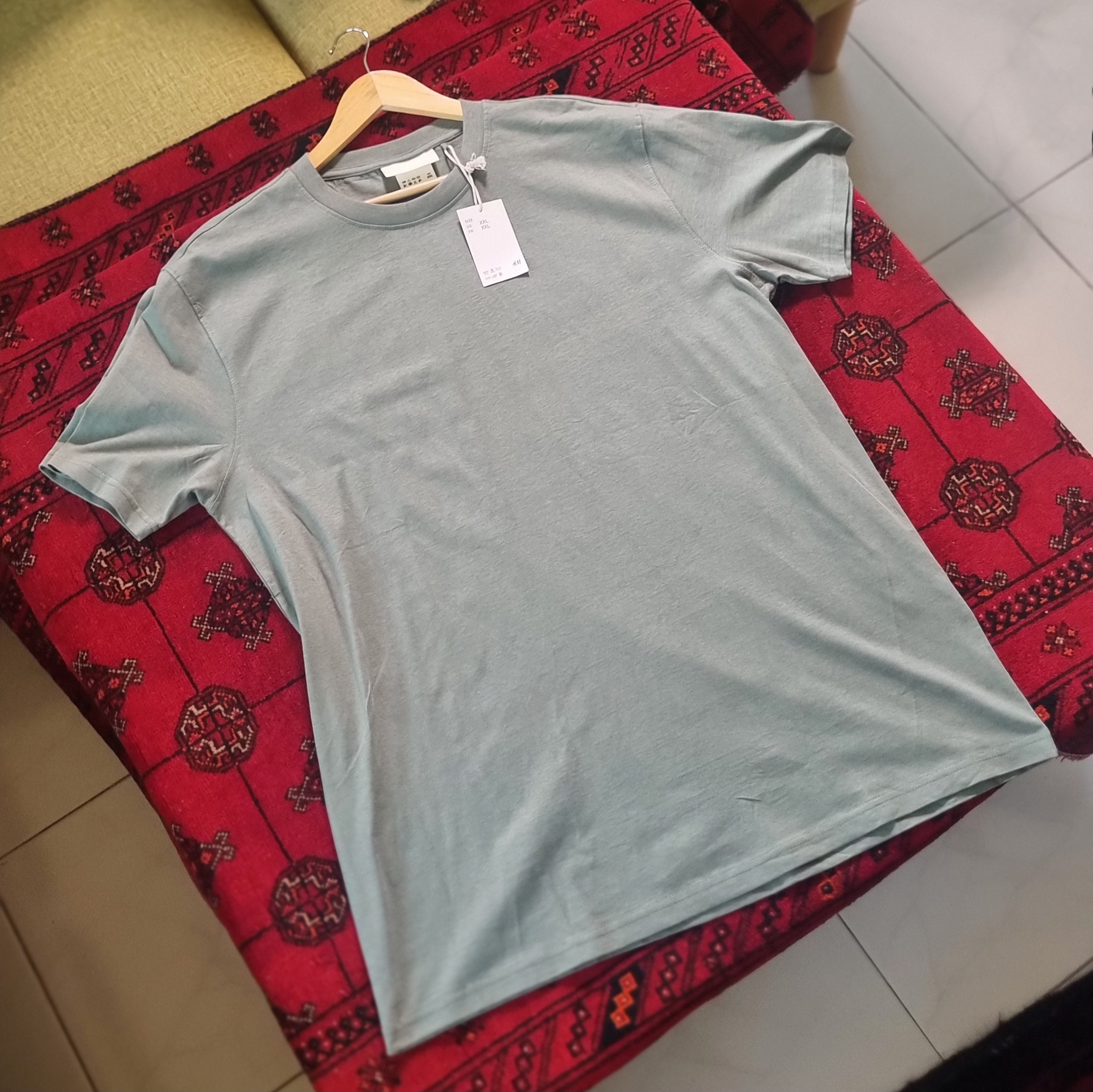 تی شرت آستین کوتاه نخی سبز کمرنگ برند H&M