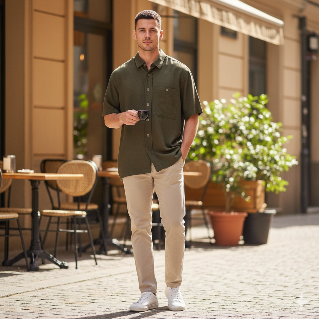 پیراهن آستین کوتاه کرپ لَخت سبز تیره برند Zara