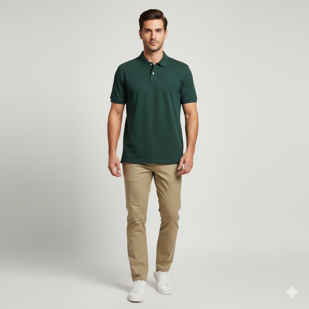 تی شرت آستین کوتاه نخی سبز اطلسی لیبل کات