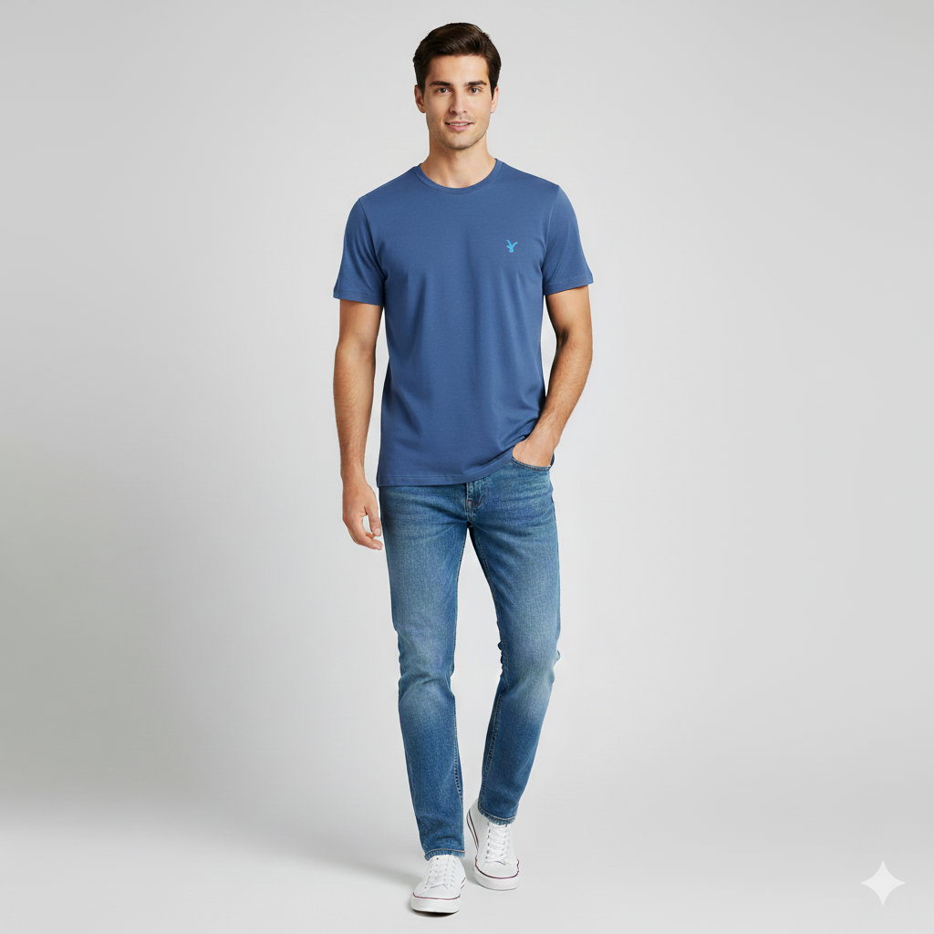 تی شرت آستین کوتاه نخی سرمه ای برند Spring Field