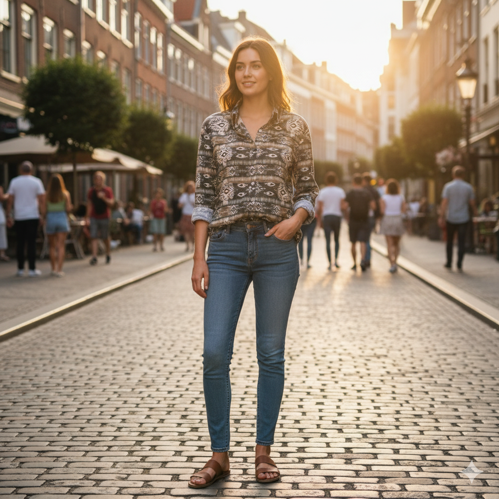 شومیز زنانه چند رنگ سبز طرح بومی سرخپوست برند Zara