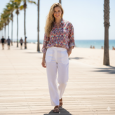 شومیز زنانه چند رنگ کرم قرمز طرح بومی سرخپوست برند nancy