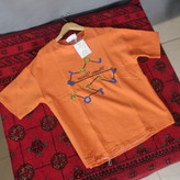 تی شرت آستین کوتاه طرح دار نخی نارنجی برند Zoux
