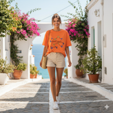 تی شرت آستین کوتاه طرح دار نخی نارنجی برند Zoux